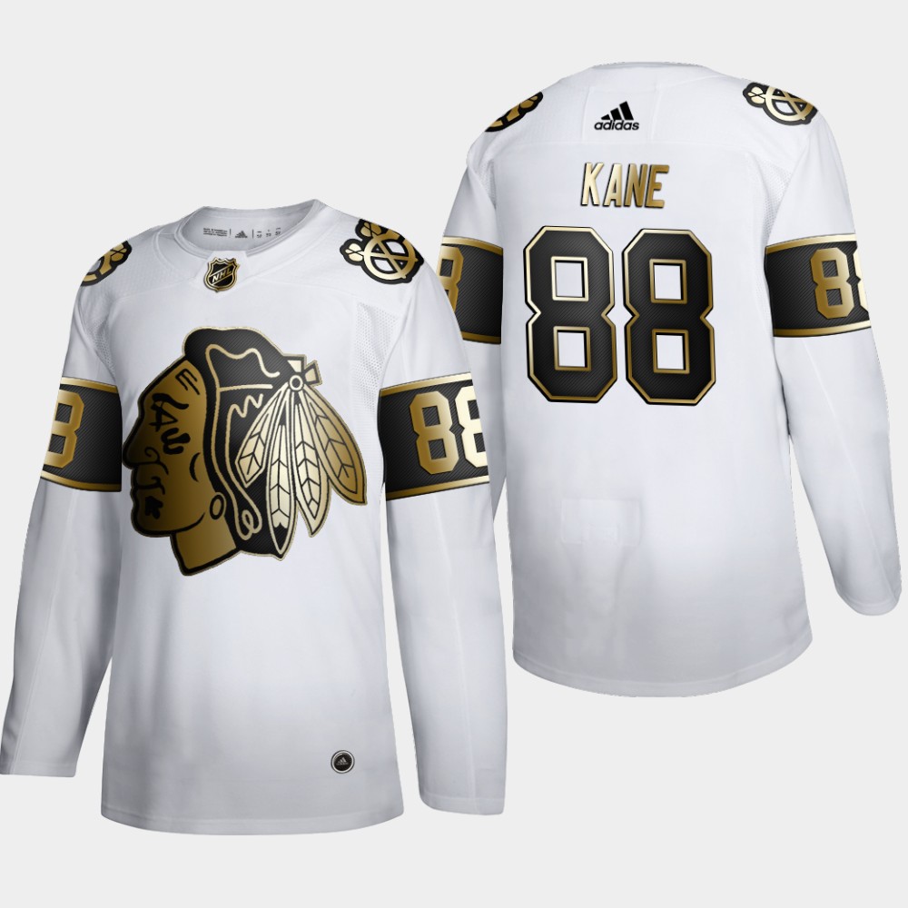 Chicago Blackhawks #88 Patrick Kane Men Adidas White Golden Edition Limited Stitched NHL Jersey->san jose sharks->NHL Jersey